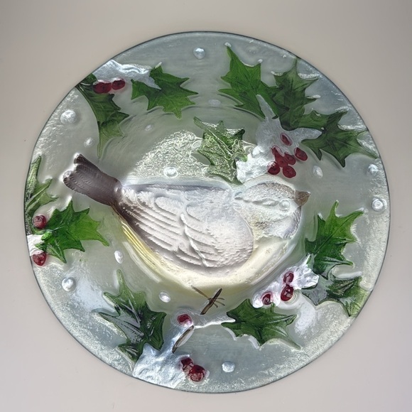 Hand Painted Holiday Chickadee Bowl - Picture 5 of 6
